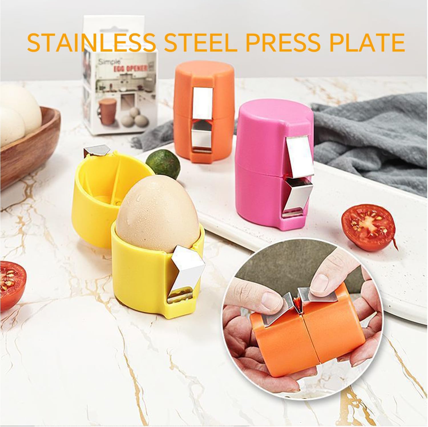 Trunex Egg Shell Opener – Handheld Egg Cracker, Peeler & Slicer for Raw & Boiled Eggs